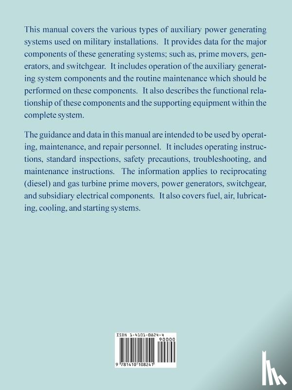 U S Army, U S Navy - Operation, Maintenance and Repair of Auxiliary Generators