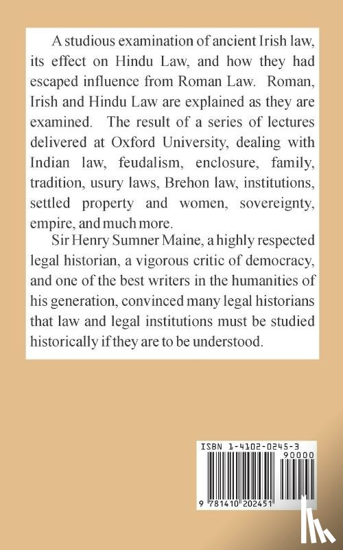 Maine, Sir Henry James Sumner - Lectures on the Early History of Institutions