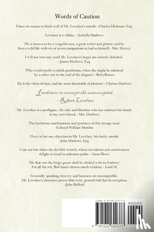 Richardson, Samuel, Sharp, Alexandra Dallas - Lovelace's Reveries: Letters from the Vilest of Men