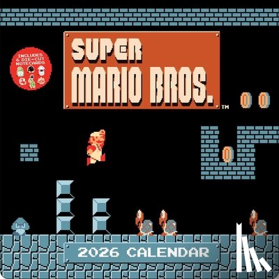 Nintendo - Super Mario Bros. 8-Bit Retro 2026 Wall Calendar + 6 Bonus Die-Cut Notecards