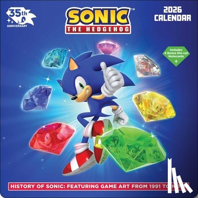 Sega - Sonic the Hedgehog 35th Anniversary 2026 Wall Calendar with 4 Bonus Notecards
