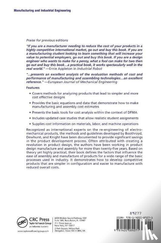 Boothroyd, Geoffrey, Dewhurst, Peter, Knight, Winston A. - Product Design for Manufacture and Assembly