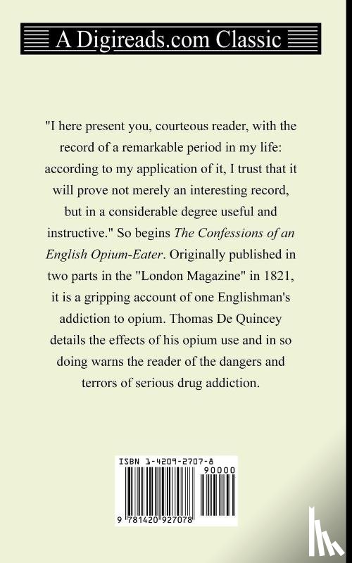 De Quincey, Thomas - The Confessions of an English Opium-Eater