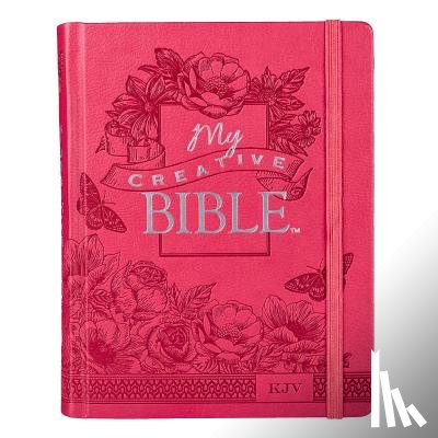 Christian Art Gifts - KJV Holy Bible, My Creative Bible, Faux Leather Hardcover - Ribbon Marker, King James Version, Pink Floral W/Elastic Closure