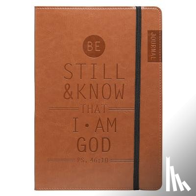Christian Art Gifts - Christian Art Gifts Tan Faux Leather Journal, Be Still and Know - Psalm 46:10, Flexcover Inspirational Notebook W/Elastic Closure 160 Lined Pages W/Sc