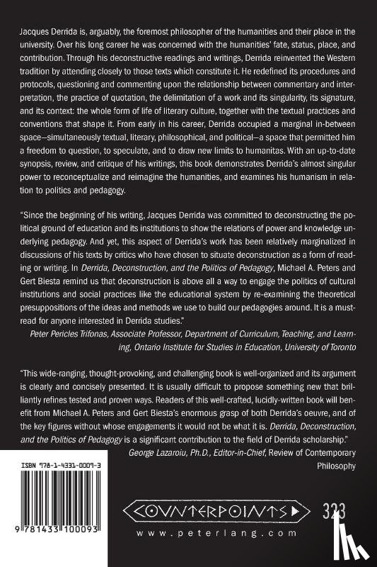 Peters, Michael A., Biesta, Gert - Derrida, Deconstruction, and the Politics of Pedagogy