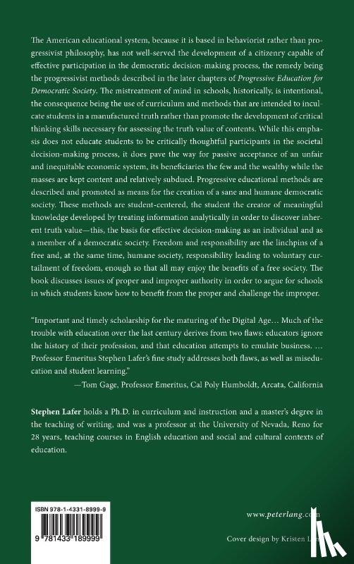 Lafer, Stephen - Progressive Education for Democratic Society