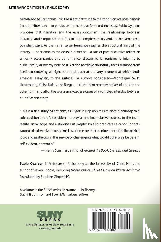 Oyarzun, Pablo - Literature and Skepticism