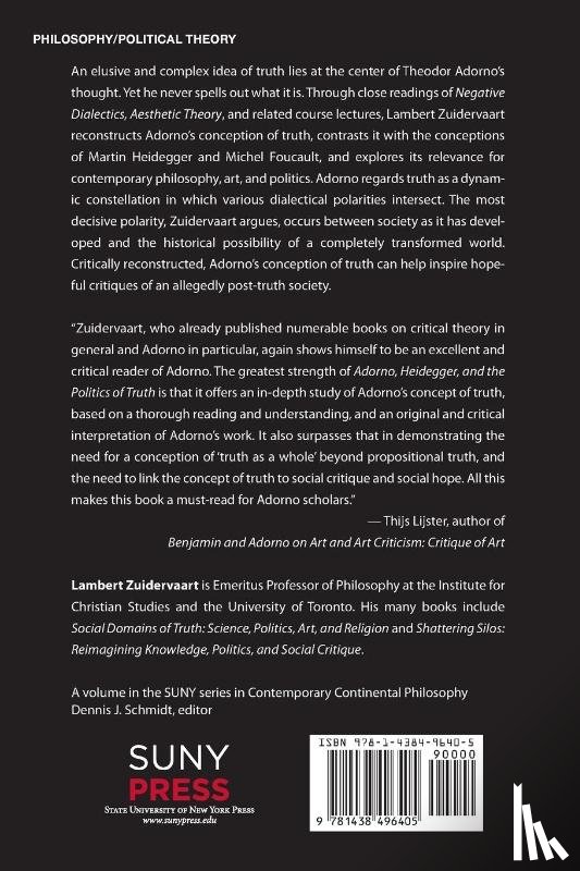 Zuidervaart, Lambert - Adorno, Heidegger, and the Politics of Truth