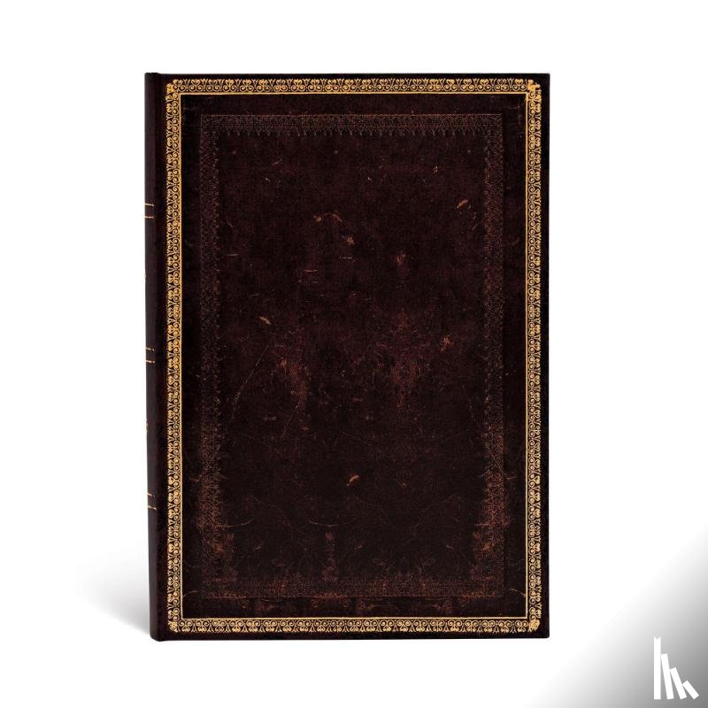 Paperblanks - Black Moroccan (Old Leather Collection) Midi Lined Hardcover Journal (Elastic Band Closure)