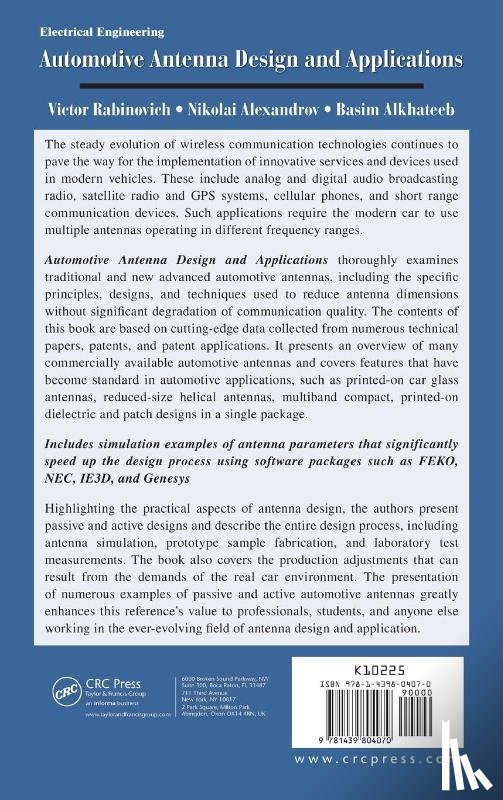 Rabinovich, Victor (Richmond Hill, Alexandrov, Nikolai (Tenatronics, Alkhateeb, Basim (Dearborn Heights - Automotive Antenna Design and Applications
