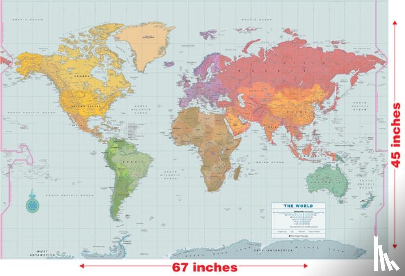 Lindroth, David - Laminated World Wall Map (67'' W X 45'' H)