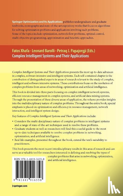 Fatos Xhafa, Leonard Barolli, Petraq Papajorgji - Complex Intelligent Systems and Their Applications