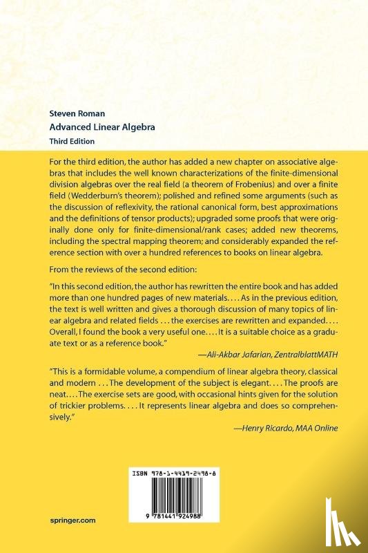 Roman, Steven - Advanced Linear Algebra