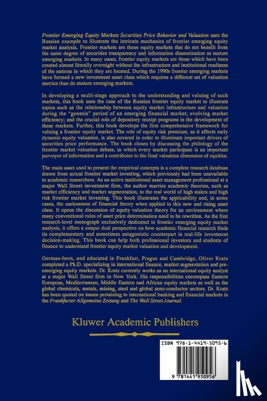 Oliver S. Kratz - Frontier Emerging Equity Markets Securities Price Behavior and Valuation