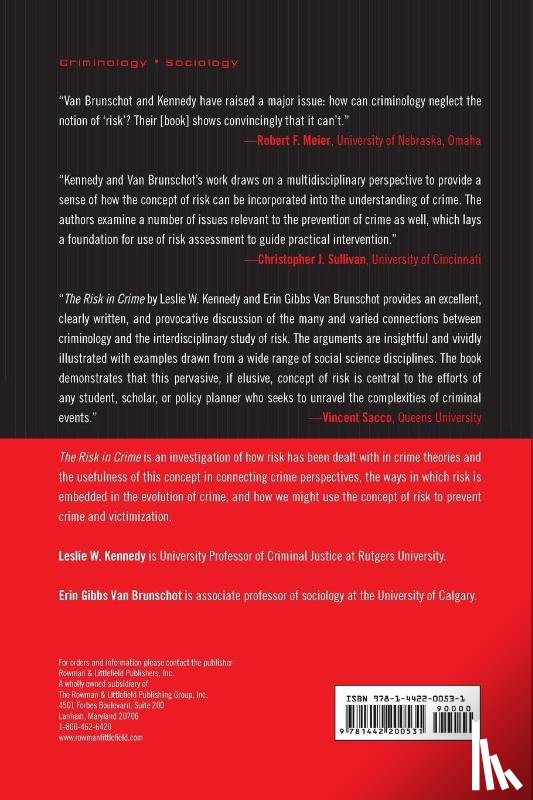 Kennedy, Leslie W., Brunschot, Erin Gibbs Van - The Risk in Crime