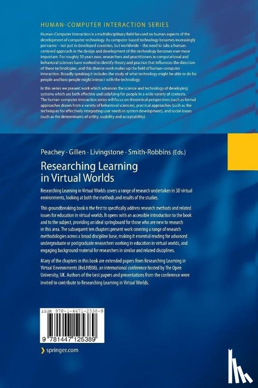 Anna Peachey, Julia Gillen, Daniel Livingstone, Sarah Smith-Robbins - Researching Learning in Virtual Worlds
