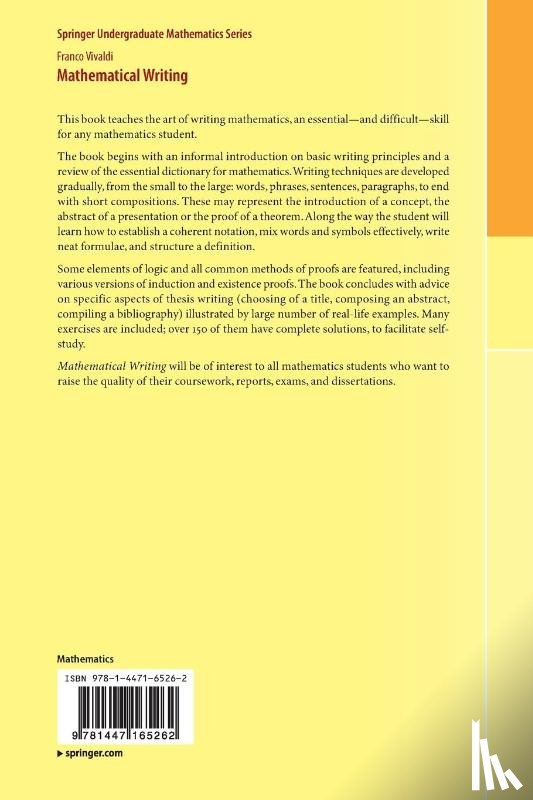 Vivaldi, Franco - Mathematical Writing
