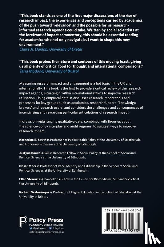 Smith, Katherine E. (University of Strathclyde), Bandola-Gill, Justyna (University of Birmingham, Meer, Nasar (University of Glasgow), Stewart, Ellen (University of Glasgow - The Impact Agenda