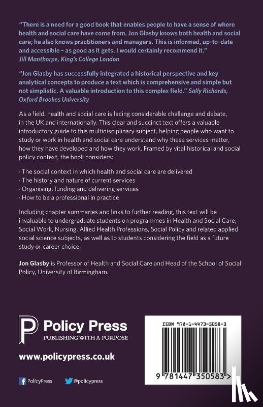 Glasby, Jon - The Short Guide to Health and Social Care