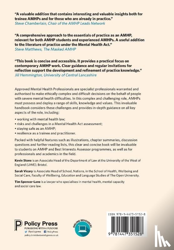 Stone, Kevin (UWE), Vicary, Sarah (The Open University), Spencer-Lane, Tim - The Approved Mental Health Professional Practice Handbook