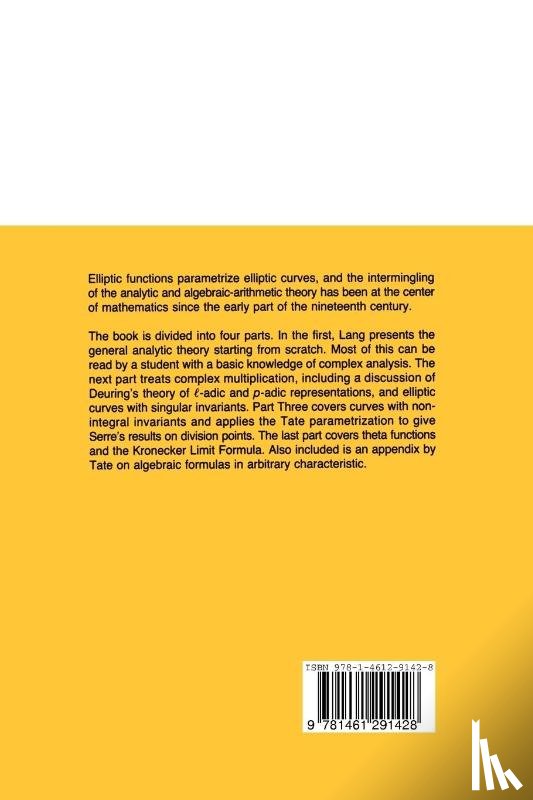 Lang, Serge - Elliptic Functions