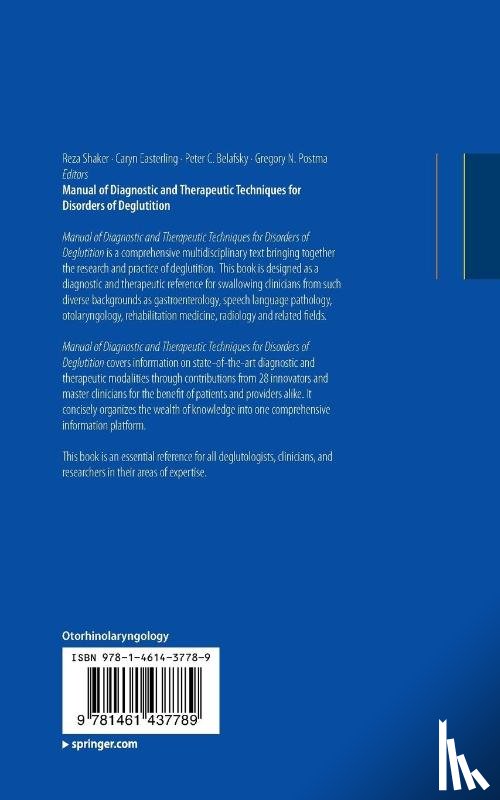  - Manual of Diagnostic and Therapeutic Techniques for Disorders of Deglutition