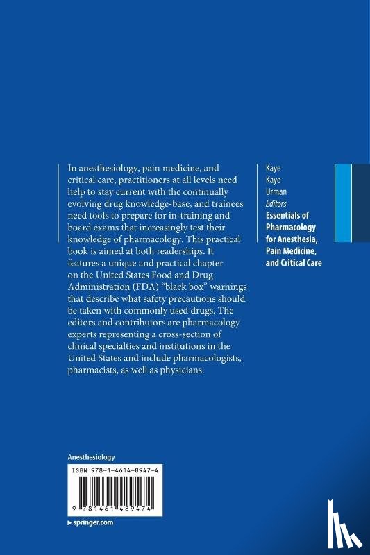  - Essentials of Pharmacology for Anesthesia, Pain Medicine, and Critical Care