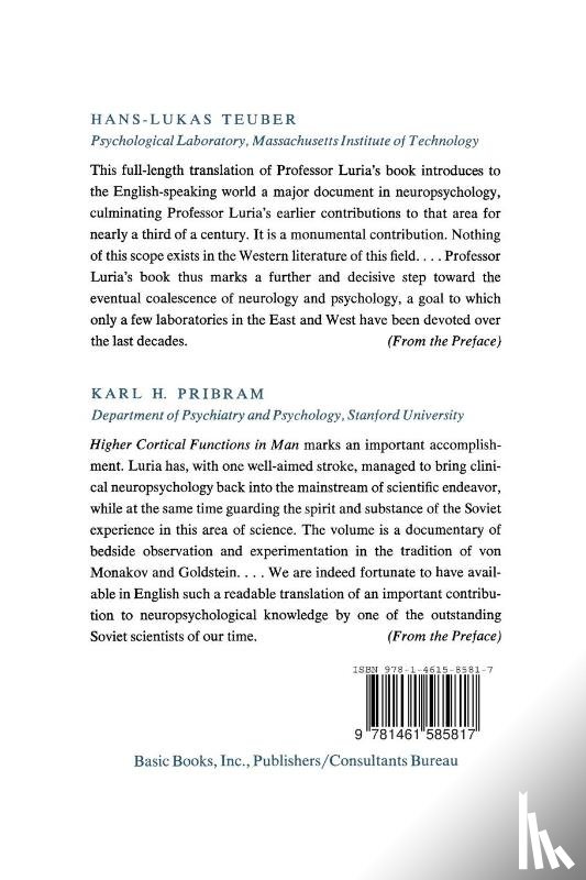 Luria, Alexandr Romanovich - Higher Cortical Functions in Man
