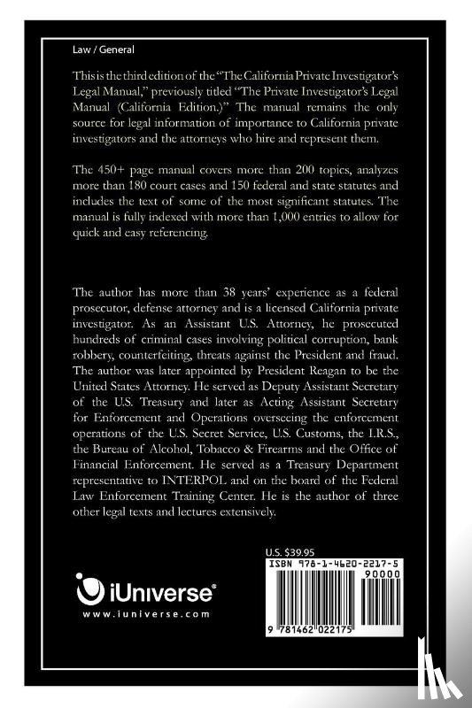 Queen, David D - The California Private Investigator's Legal Manual (Third Edition)