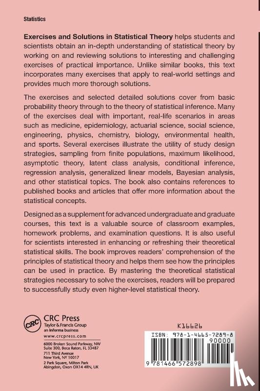 Kupper, Lawrence L. (University of North Carolina, Neelon, Brian. H (Duke University Medical Center, O'Brien, Sean M. (Duke University Medical Center - Exercises and Solutions in Statistical Theory