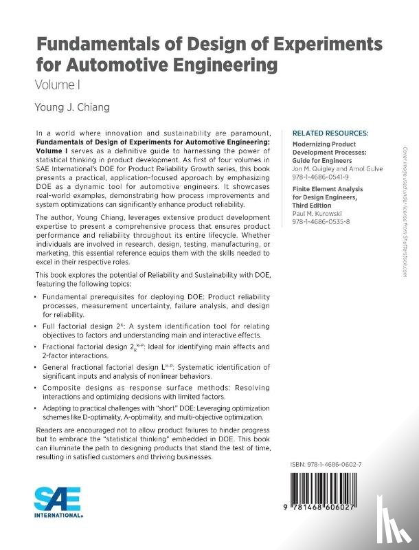 Chiang, Young - Fundamentals of Design of Experiments for Automotive Engineering Volume I