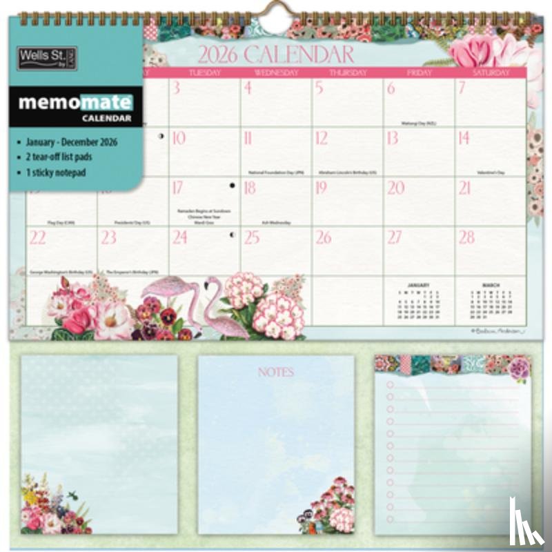 Anderson, Barbara - Botanical Gardens 2026 Memomate Spiral Calendar