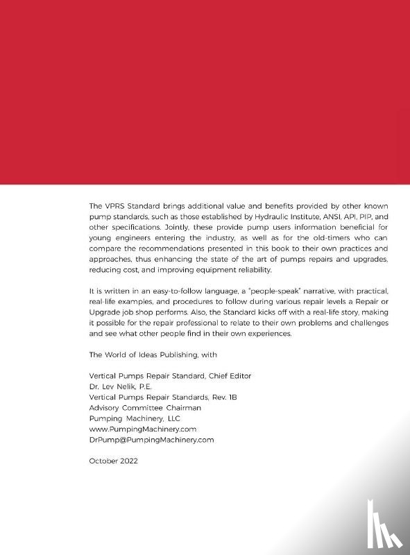 Nelik, Lev - VERTICAL PUMPS REPAIR SPECIFICATION (VPRS), REV. 1B