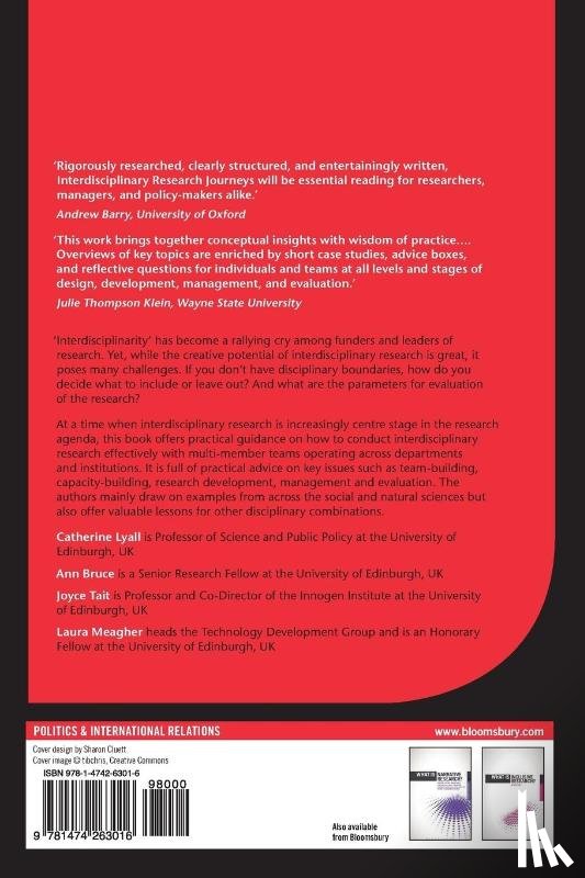 Lyall, Dr. Catherine (University of Edinburgh, Bruce, Ann (University of Edinburgh, Tait, Prof. Joyce (Innogen Institute, Meagher, Dr. Laura (Technology Development Group - Interdisciplinary Research Journeys