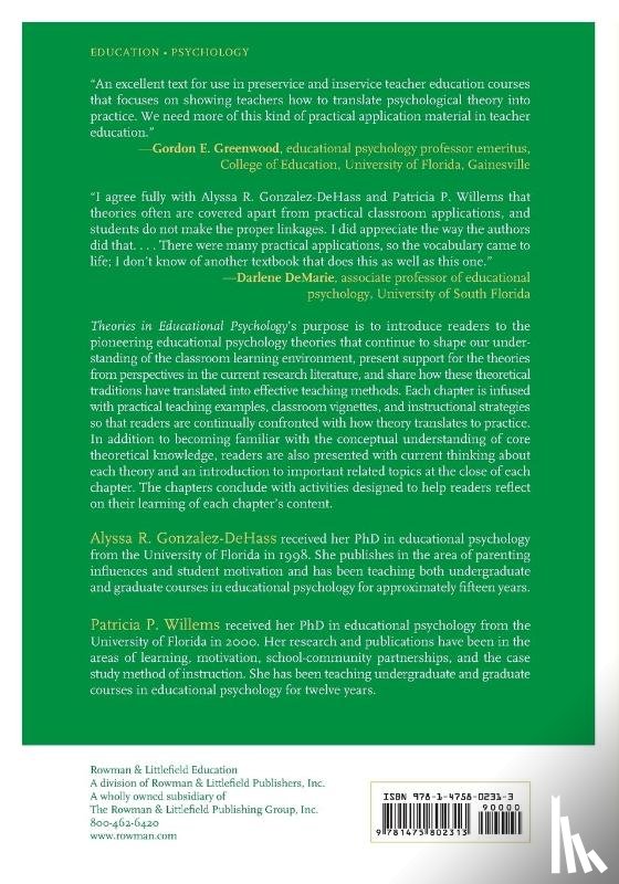 Gonzalez-DeHass, Alyssa R., Willems, Patricia P. - Theories in Educational Psychology