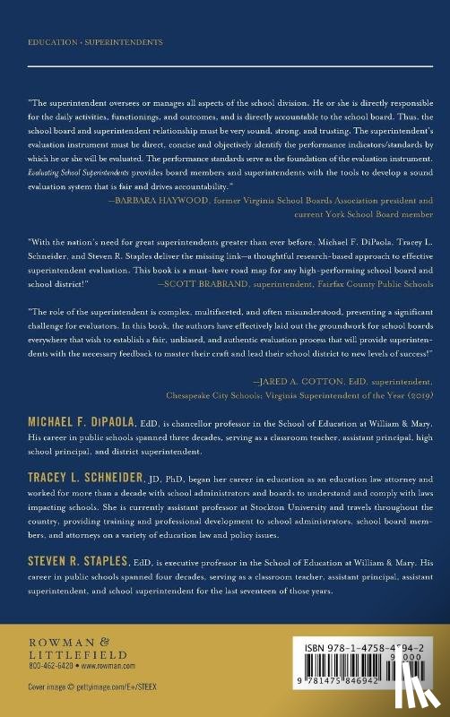 DiPaola, Michael F., Schneider, Tracey L., Staples, Steven R. - Evaluating School Superintendents
