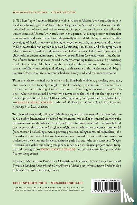 McHenry, Elizabeth - To Make Negro Literature