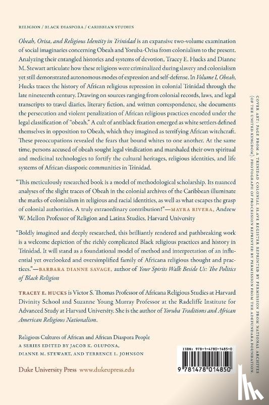 Hucks, Tracey E. - Obeah, Orisa, and Religious Identity in Trinidad, Volume I, Obeah