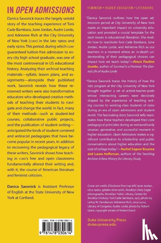 Savonick, Danica - Open Admissions