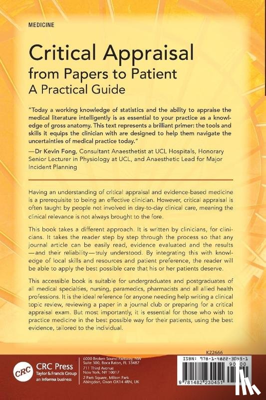 Bootland, Duncan (MBBS, Coughlan, Evan (MD BCh NUI, Galloway, Robert (MBBS BSc MRCP FCEM PGcMedED Emergency Medicine Consultant Brighton & Sussex University Hospitals NHS Trust; Lecturer at Brighton and Sussex Medical School - Critical Appraisal from Papers to Patient
