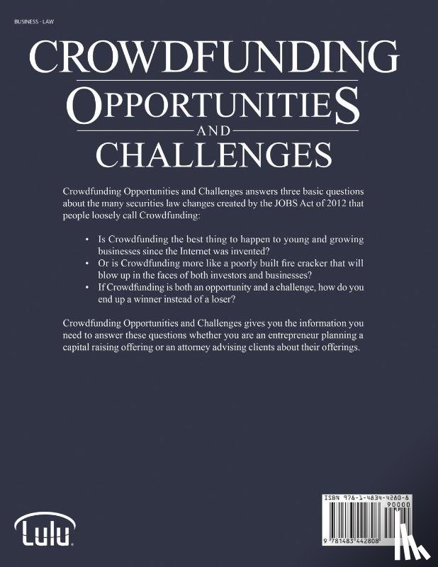 Verdonik, Jim - Crowdfunding Opportunities and Challenges