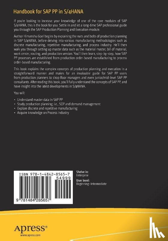 Goel, Himanshu - Handbook for SAP PP in S/4HANA