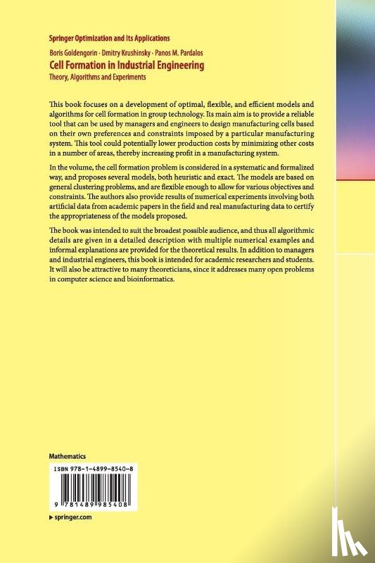 Goldengorin, Boris, Krushinsky, Dmitry, Pardalos, Panos M. - Cell Formation in Industrial Engineering