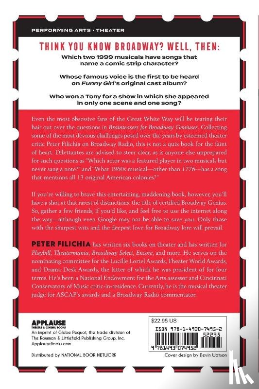 Filichia, Peter - Brainteasers for Broadway Geniuses