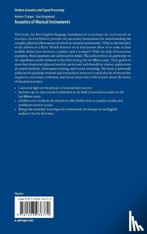 Chaigne, Antoine, Kergomard, Jean - Acoustics of Musical Instruments