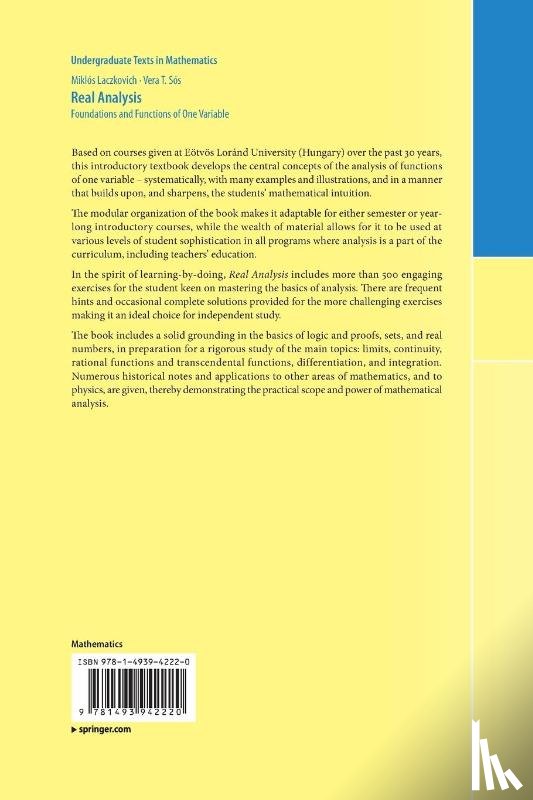 Laczkovich, Miklos, Sos, Vera T. - Real Analysis