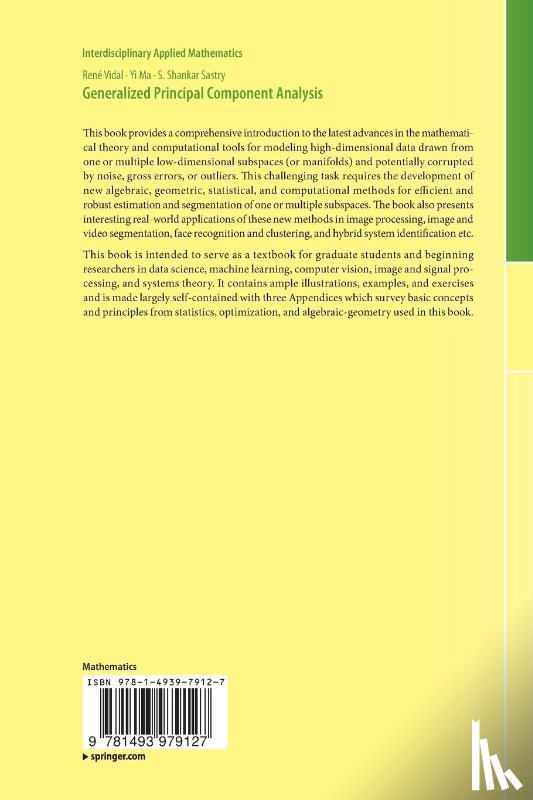 Rene Vidal, Yi Ma, Shankar Sastry - Generalized Principal Component Analysis