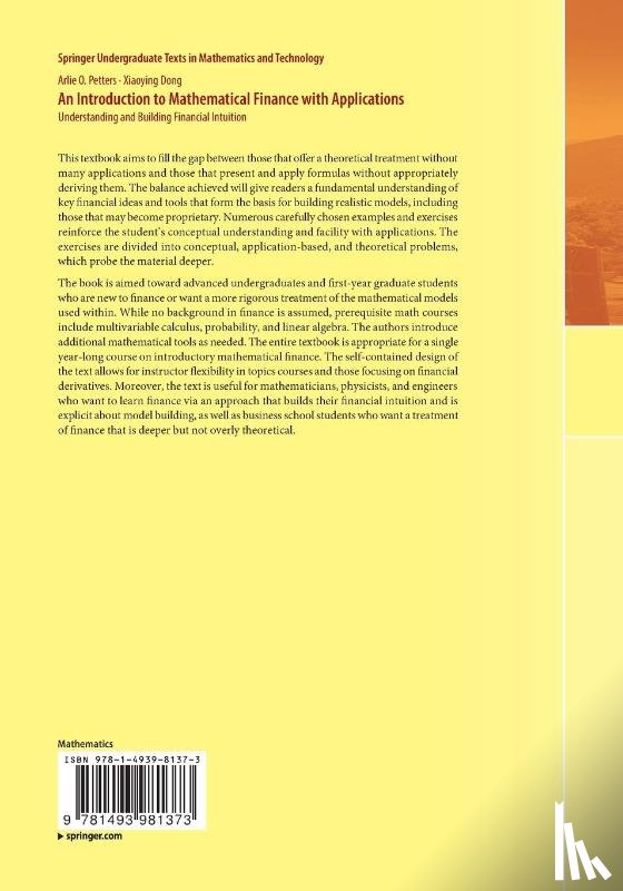 Arlie O. Petters, Xiaoying Dong - An Introduction to Mathematical Finance with Applications