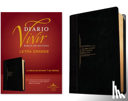 Tyndale - Biblia de Estudio del Diario Vivir Rvr60, Letra Grande (Letra Roja, Sentipiel, Negro/Ónice)
